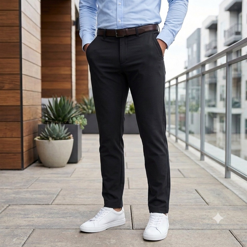 NEW Mizzen+Main Helmsman Chino Pant Mens 36x30 Black Slim Fit Stretch 1BO-0875